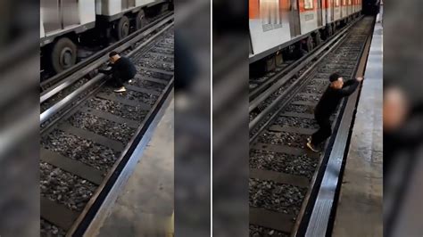 Video Un Joven Saltó A Las Vías Del Metro Bellas Artes Para Bailar