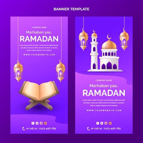 Free Vector Realistic Ramadan Vertical Banners Set