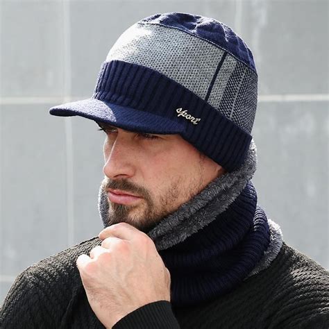 Multi Function Beanie Hat And Scarf Set For Men Winter Hats For Men