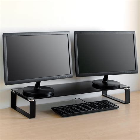 Large Doubletwin Monitor Riser Stand For Pcimac Screen Tv Display