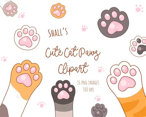 Cute Cat Paws Clipart Cat Png Black Cat Paw Clipart Digital Etsy