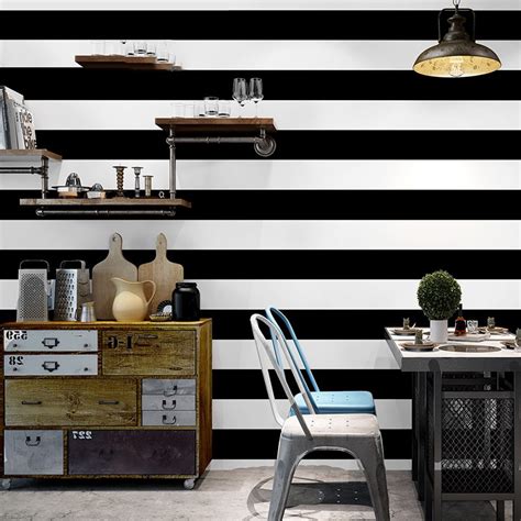 Black White Vertical Stripe Wallpaper Rolls For Walls Living Room Tv