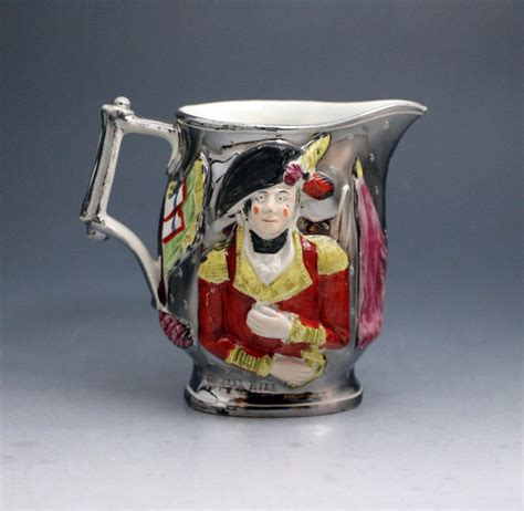 lord wellington and general hill silver luster enamel decorated commemorative pitcher john howard