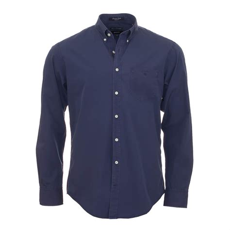 Asian fit, pointed collar, standard cuffs and fancy square swarovski buttons. American Poplin Dark Blue Denim Shirt - Blue - Mens from ...
