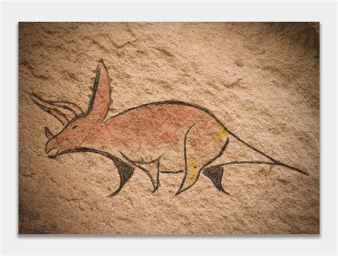 Triceratops Cave Painting Dinosaur Cave Art Palaeontologist Etsy