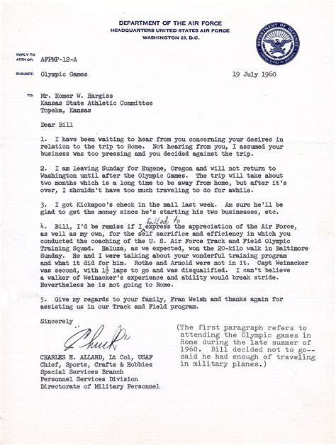 You really deserve this token of. Letter of appreciation from USAF to Bill Hargiss, 1960