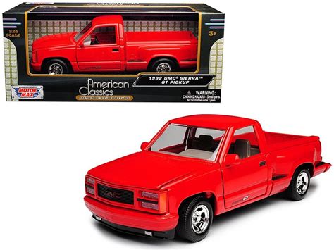 1992 Gmc Sierra Gt Red Pickup Truck 124 Diecast Model By Motormax