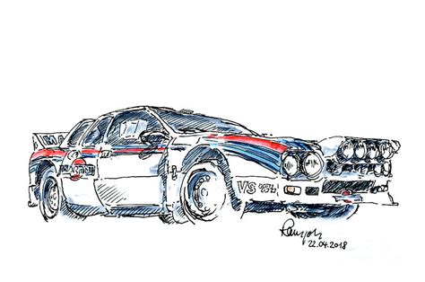 Lancia Rallye 037 Group B Fountain Pen Ink Drawing Drawing By Frank
