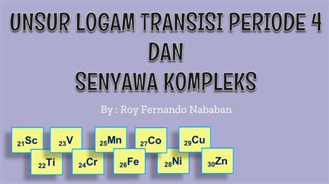 Unsur Transisi Periode 4 And Ion Kompleks Youtube