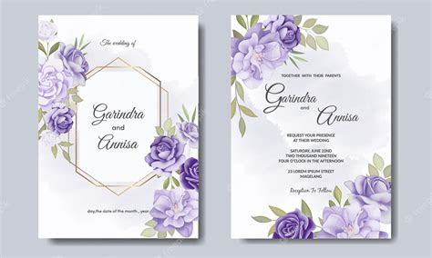 Premium Vector Elegant Wedding Invitation Card With Beautiful Floral