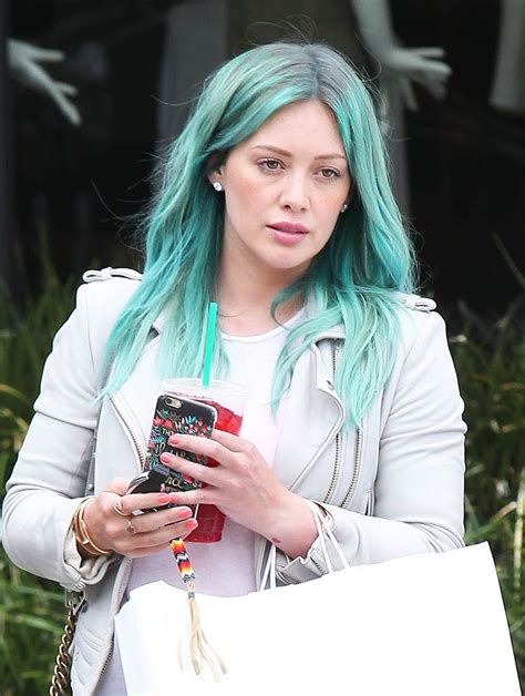Hilary Duff Shows Off Her New Blue Hair Leaving Nine Zero One Salon In West Hollywood March 2015