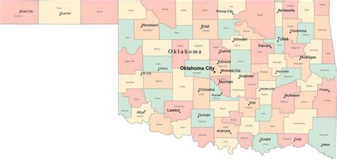 Oklahoma Map With Counties And Cities Verjaardag Vrouw 2020
