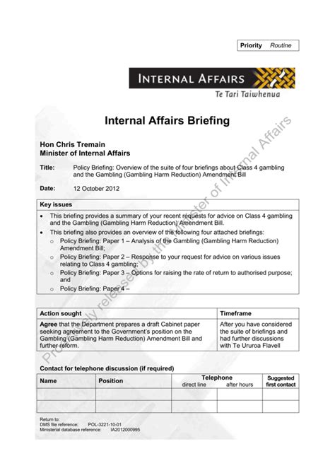 How to write a policy briefing paper. Briefing paper template - Department of Internal Affairs