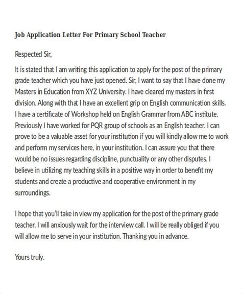 Job application letter for teacher : 12+ Job Application Letter for Teacher Templates - PDF ...