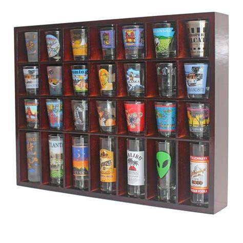 8 Shot Glass Display Case Wall Curio Cabinet Hanging Cabinet Medicine Cabinet Glass Shelves