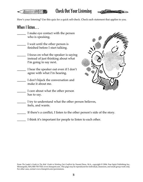 Active Listening Worksheet For Students