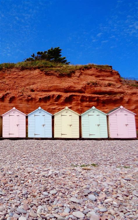 Beach Huts In Budleigh Salterton Devon U K Beautiful Pastel Beach Huts Look Great Against The