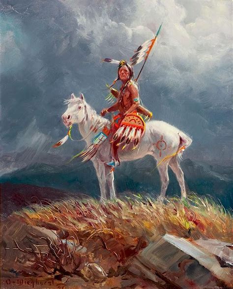 Sioux Warrior By Olaf Wieghorst Native American Art Native Art