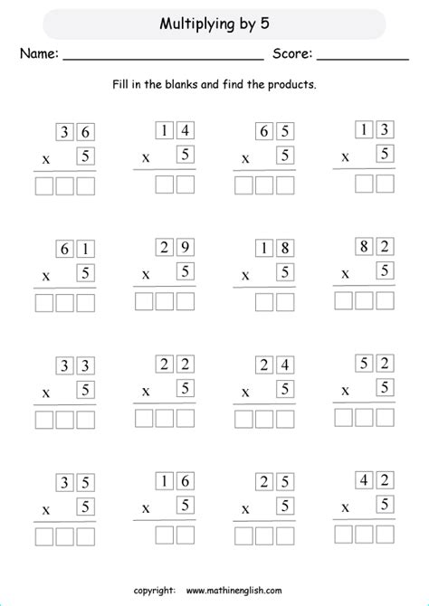 Below are six versions of our grade 3 math facts worksheet on the multiplication tables of 2 to 12. Multiply these 2 digit numbers by 5 math grade 3 ...