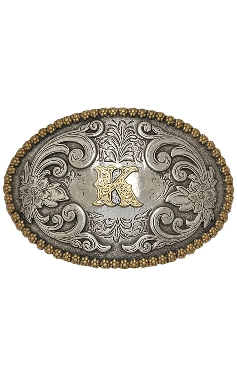 Mandf Western Productions Large Oval Initial Cowboy Buckle Western