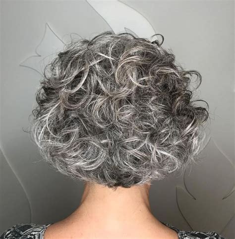 Curly Rounded Black And Silver Bob Grey Curly Hair Short Grey Hair