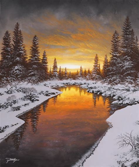 Winter Sunset Reflections 24x20 Acrylic On Canvas