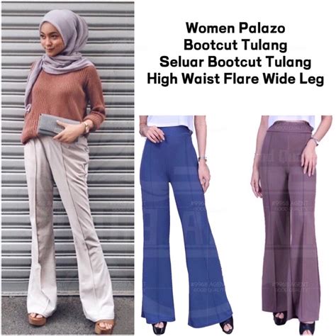 Women Palazo Bootcut Tulang Seluar Bootcut Tulang Ready Stock High Waist Flare Wide Leg Shopee