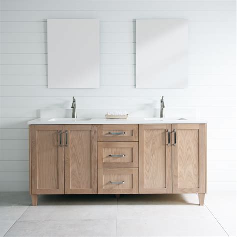 Bridgeport 72 Teodor® White Oak Vanity Double Sink Badkamer