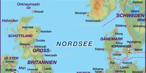 Karte von Nordsee (Region in mehreren Länder) | Welt-Atlas.de