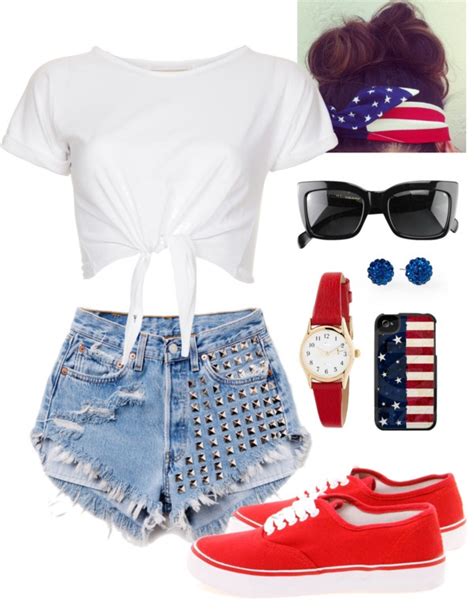 Fourth Of July Outfit Idea By Sarahnaomixo On Polyvore Maybe Not As Short Shorts And Not A