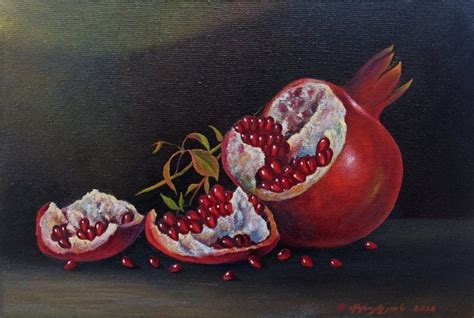 Still Life Pomegranates 20x30cm Oil Painting Ready To Hang 2020