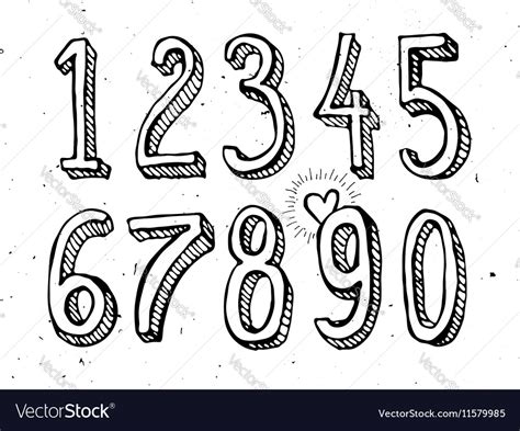 Hand Drawn Numbers Isolated On White Royalty Free Vector