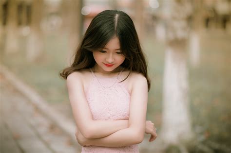 Free Photo Shallow Focus Photography Of Woman In Pink Dress Adorable Lovely Woman Free