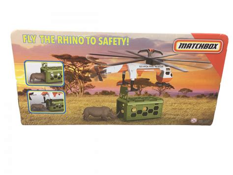 Matchbox Mbx Rescue Adventure Set With Vehicle And Animal Rhino Figure