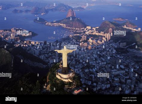Aerial View Of A Statue Christ The Redeemer Statue Rio De Janeiro