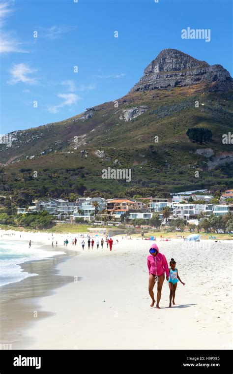 Local People Walking On The Beach Camps Bay Beach Cape Town South