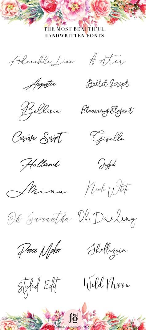 The Most Beautiful Handwritten Fonts So Far Fancy Girl Designs