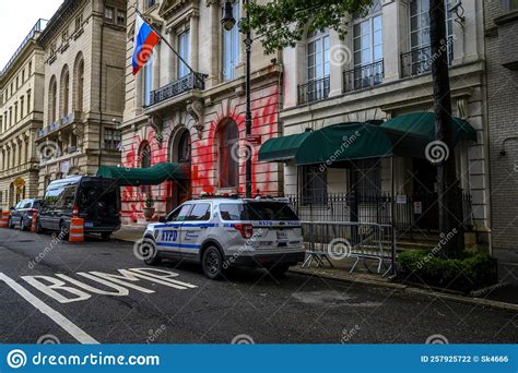 Russian Consulate In Nyc Painted Red Editorial Photography Image Of