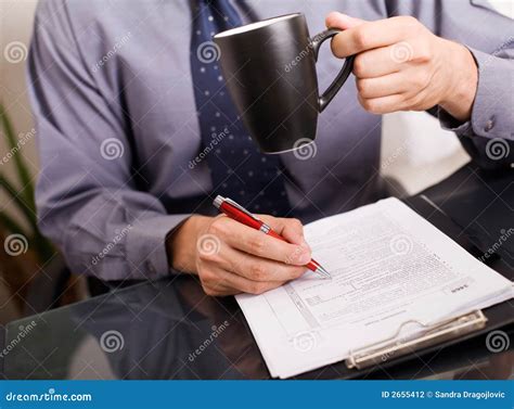 Businessman Signing Papers Stock Photo Image Of Desk 2655412