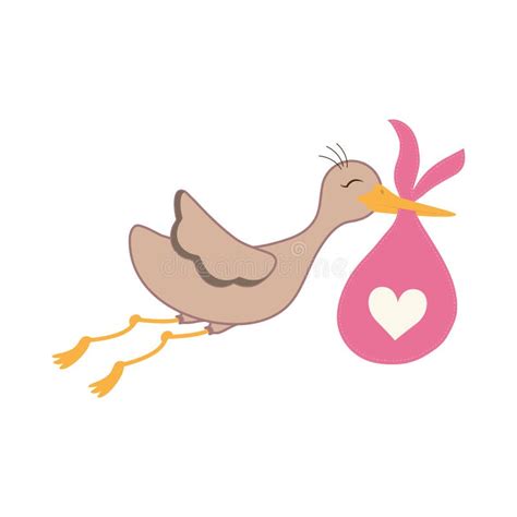 Newborn Baby Stork Cartoon Stock Vector Illustration Of Happy 81517901