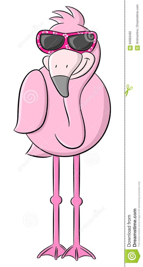 Cartoon Flamingo With Sunglasses Stock Vector