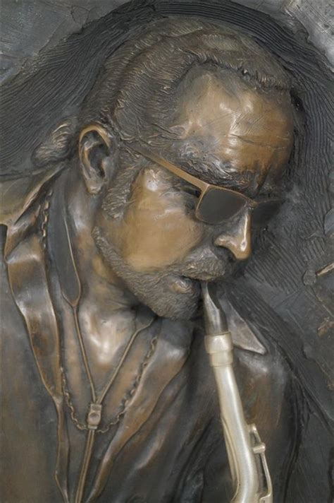 Bill Mack Jazzman Sculpture En Bronze En Ronde Bosse Patine Brune Et Arg