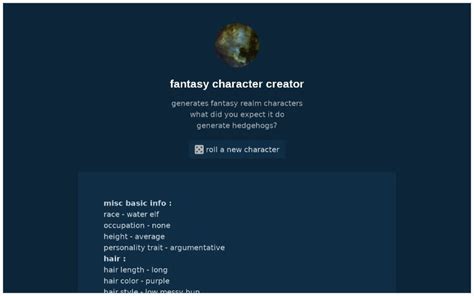 Fantasy Character Creator ― Perchance Generator