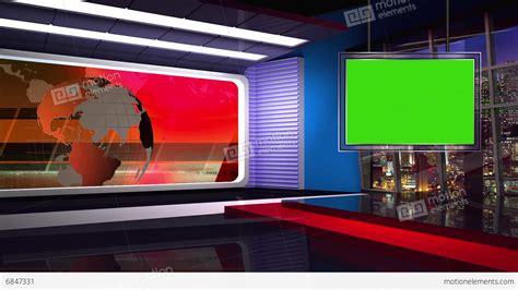 News Tv Studio Set 46 Virtual Background Loop Stock Video Footage