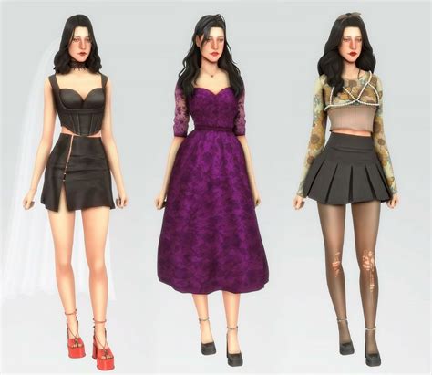 The Sims Sims 4 Teen Bow Blouse Blouse And Skirt Pleated Skirt