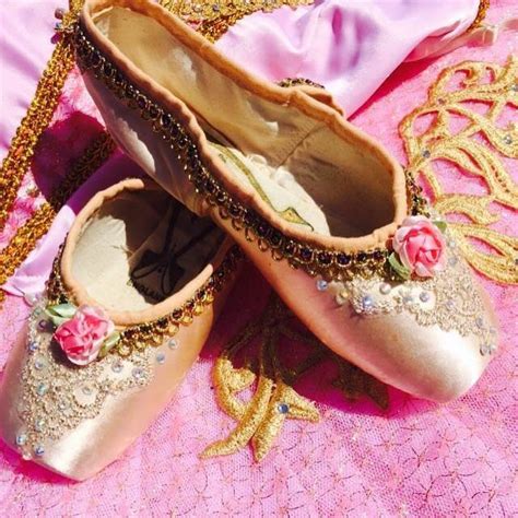 Decorated Pointe Shoes Golden Rose Just Ballet
