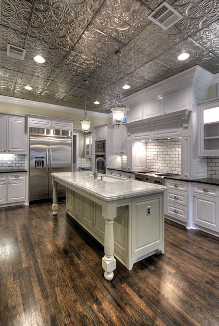 Tin ceilings originated in the 1880s as an affordable way for people to dress up a room's fifth wall. Tin Ceilings - Kitchen - Traditional - Kitchen - Tampa ...