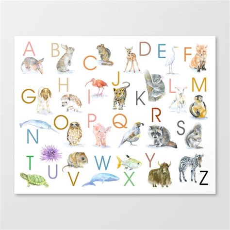 Animal Alphabet Abcs Poster Canvas Print By Susan Windsor Society6