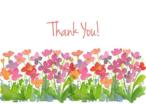 Thank You Pink Watercolor Flowers Border Blank Card Ad Spon