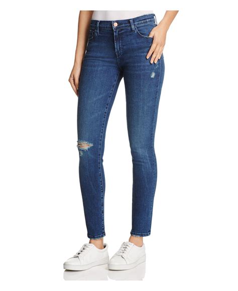 Lyst J Brand Skinny Jeans In Swift Destruct In Blue
